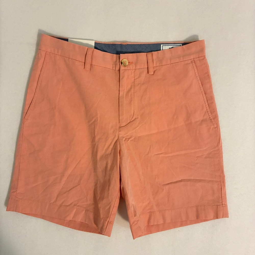 Southern Tide Chino Shorts Men Size 32 8" Inseam Coral Flat Front Preppy Classic